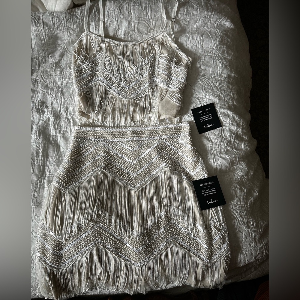 Lulu's White Skirt Set with Elegant Design - Picture 2 of 5